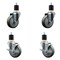 Service Caster 4'' SS Gray Poly Wheel Swivel 1-7/8'' Expanding Stem Caster Set 2 Brakes, 4PK SCC-SSEX20S414-PPUB-2-TLB-2-178 - alternate 1